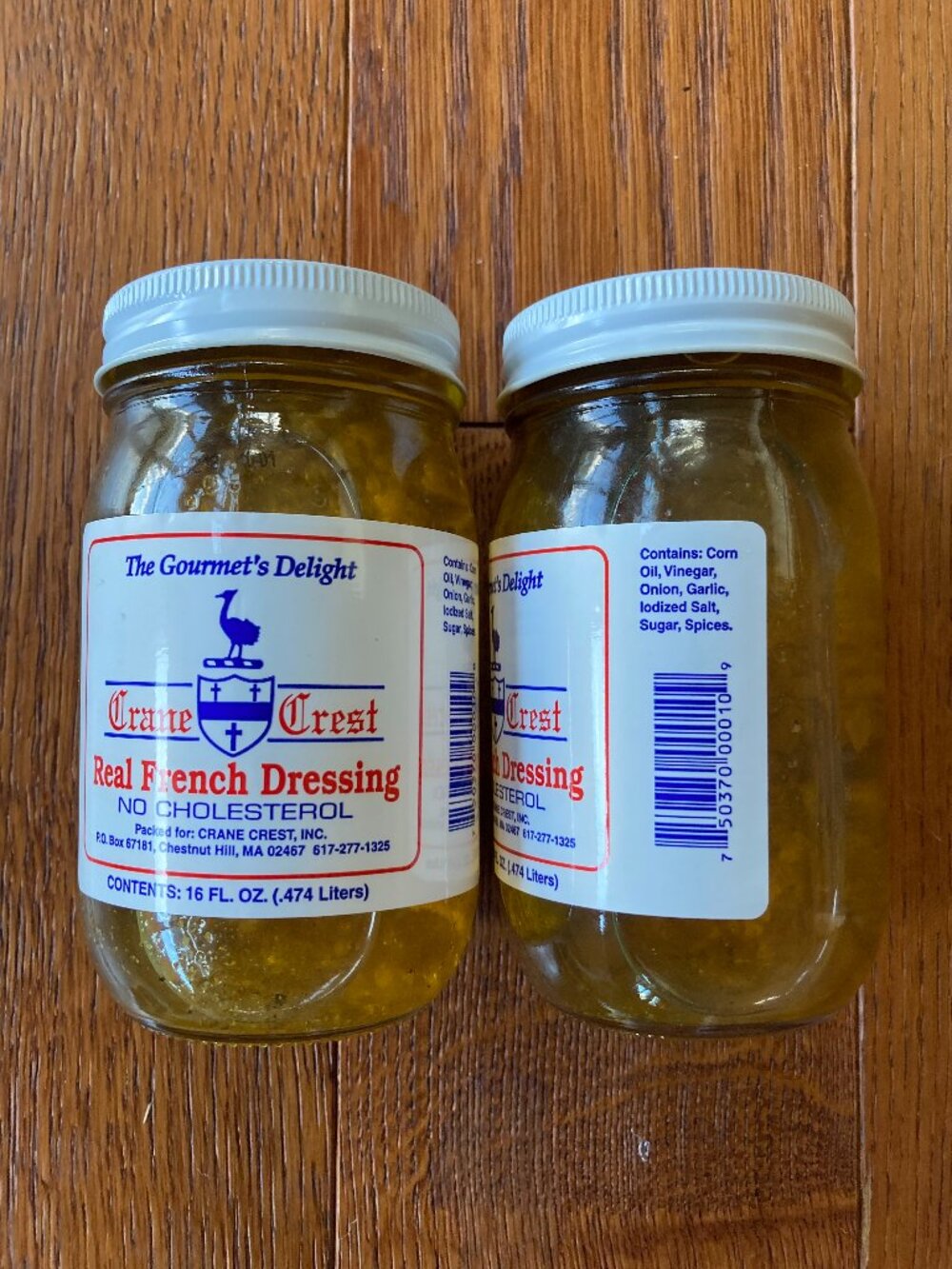Pair of Crane Crest Real French Vinaigrette Dressing Jars - 2x 16fl. oz NEW